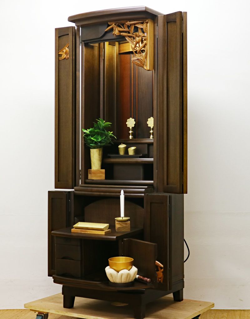 創価学会 家具調 中古仏壇 836 金剛堂 521ニヤトー無垢 白ゆり | 桜梅