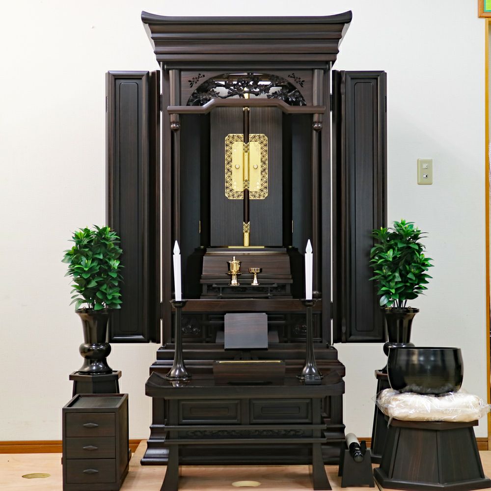 創価学会 厨子型経机付き 中古仏壇 916 22号本黒檀 金剛桜 | 桜梅桃李.com