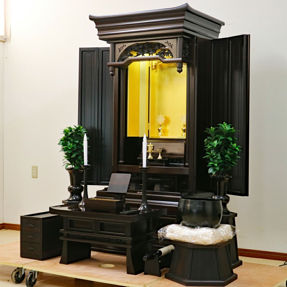 創価学会 厨子型経机付き 中古仏壇 916 22号本黒檀 金剛桜 | 桜梅桃李.com