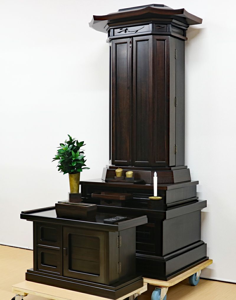 創価学会 厨子型 中古仏壇 1051 25号黒檀 白ゆり 経机付 | 桜梅桃李.com