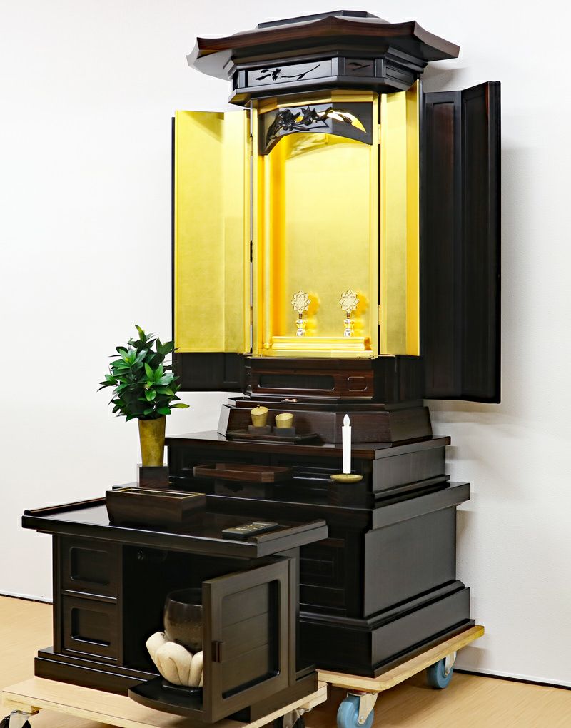 創価学会 厨子型 中古仏壇 1051 25号黒檀 白ゆり 経机付 | 桜梅桃李.com