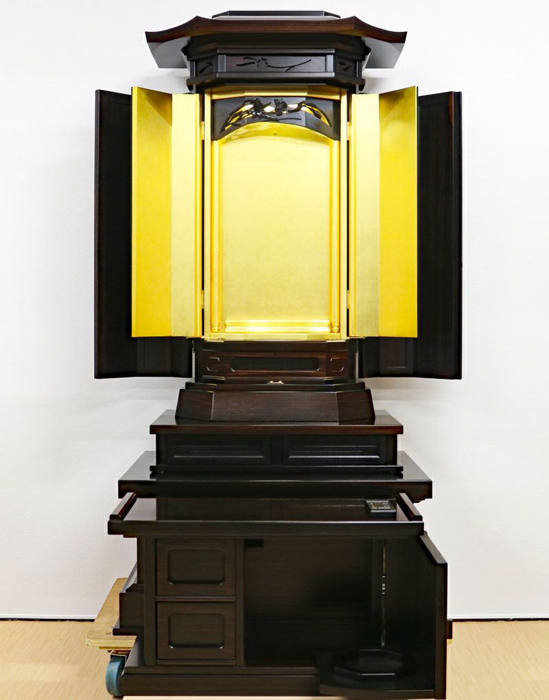 創価学会 厨子型 中古仏壇 1051 25号黒檀 白ゆり 経机付 | 桜梅桃李.com