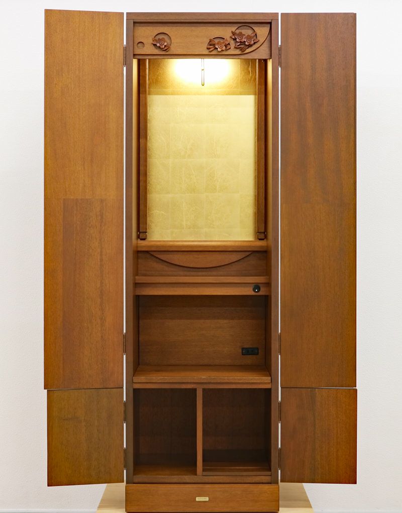 創価学会 中古仏壇 1307 ニヤトー総無垢 えんざくら ダークブラウン