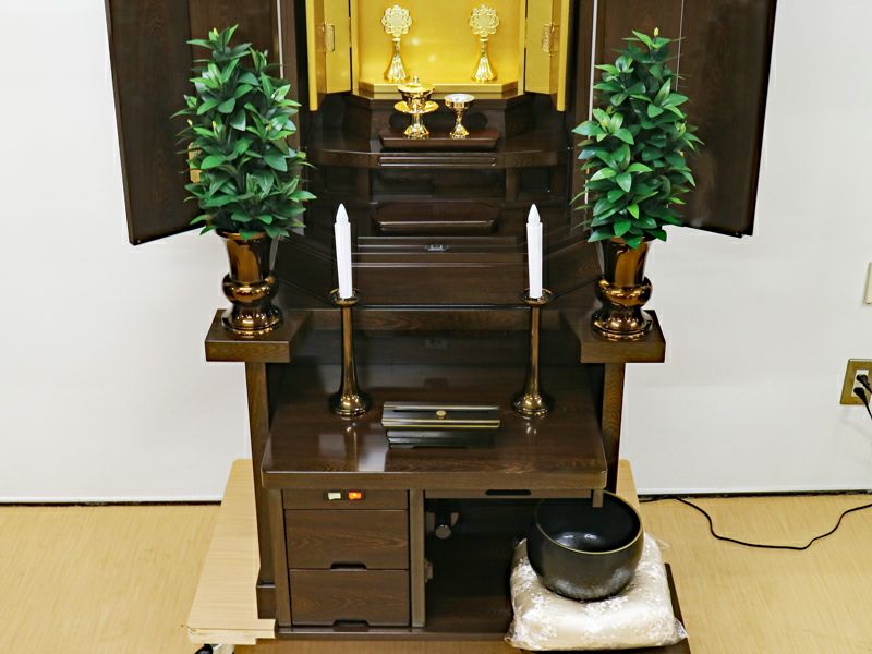創価学会 厨子型 中古仏壇 1348 鉄刀木（タガヤサン）｜LED刷新・特装