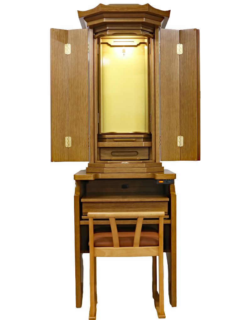 創価学会 イス付き厨子型仏壇 「心翼」 匠型 ライトオーク 国産品 | 桜